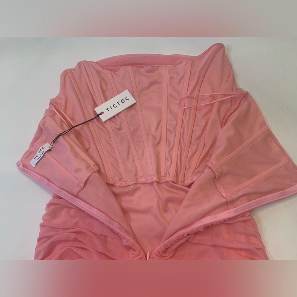 NWT Sweatheart TicToc corset pink dress, large, barbicore (bin C) - Picture 7 of 16